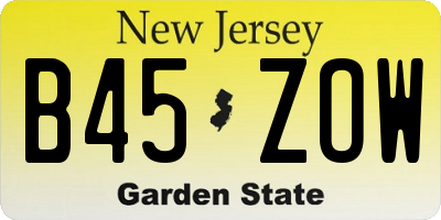 NJ license plate B45ZOW