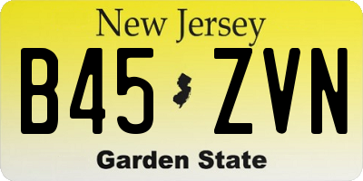 NJ license plate B45ZVN