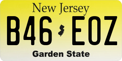 NJ license plate B46EOZ