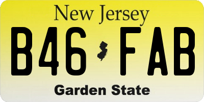 NJ license plate B46FAB