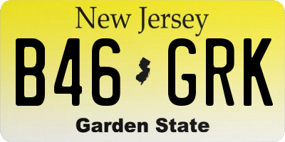 NJ license plate B46GRK