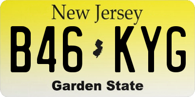NJ license plate B46KYG