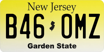 NJ license plate B46OMZ