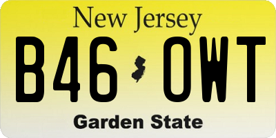 NJ license plate B46OWT