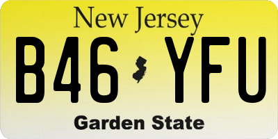 NJ license plate B46YFU
