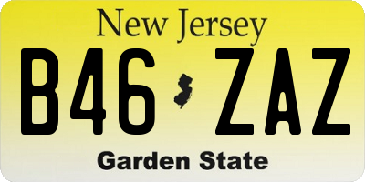 NJ license plate B46ZAZ