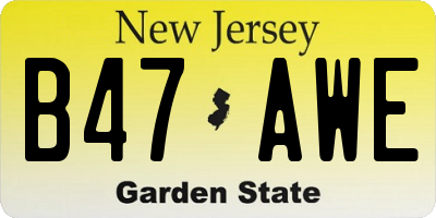 NJ license plate B47AWE