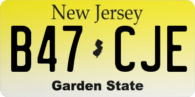 NJ license plate B47CJE