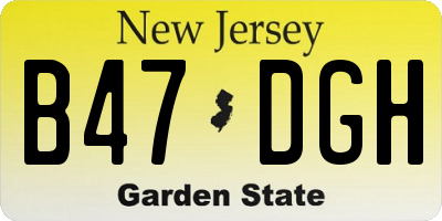 NJ license plate B47DGH