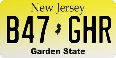 NJ license plate B47GHR