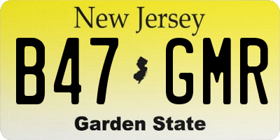NJ license plate B47GMR