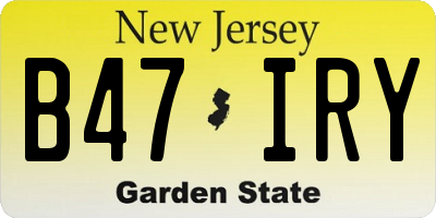 NJ license plate B47IRY