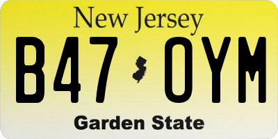 NJ license plate B47OYM