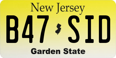 NJ license plate B47SID