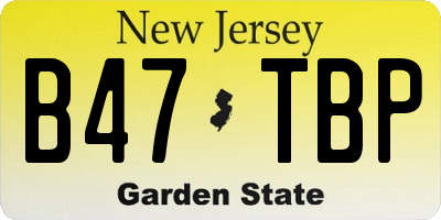 NJ license plate B47TBP