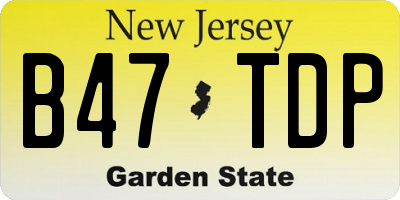 NJ license plate B47TDP