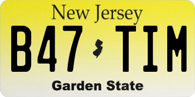 NJ license plate B47TIM
