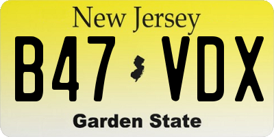 NJ license plate B47VDX