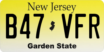 NJ license plate B47VFR