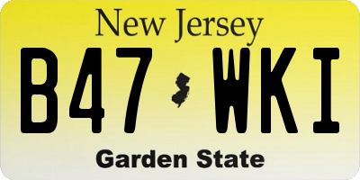 NJ license plate B47WKI