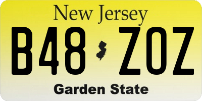 NJ license plate B48ZOZ