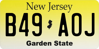 NJ license plate B49AOJ