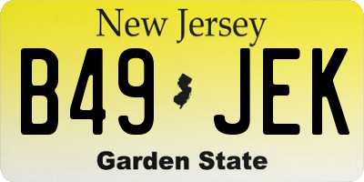 NJ license plate B49JEK
