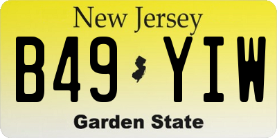 NJ license plate B49YIW