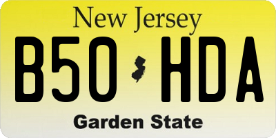 NJ license plate B50HDA