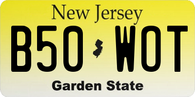 NJ license plate B50WOT