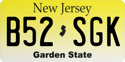 NJ license plate B52SGK