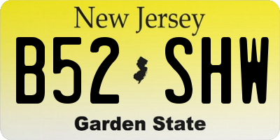NJ license plate B52SHW