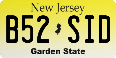 NJ license plate B52SID