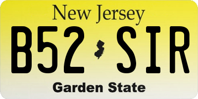 NJ license plate B52SIR