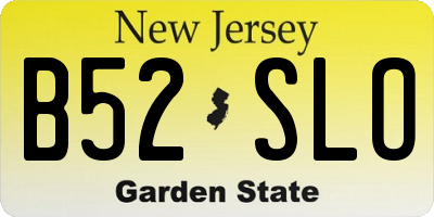 NJ license plate B52SLO