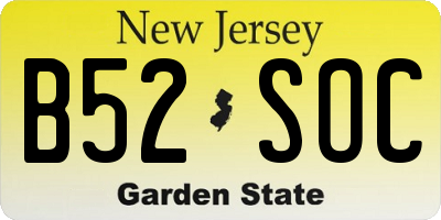 NJ license plate B52SOC