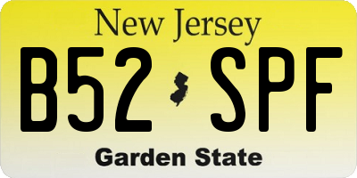 NJ license plate B52SPF