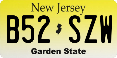 NJ license plate B52SZW