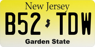 NJ license plate B52TDW