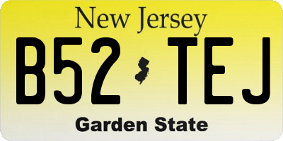 NJ license plate B52TEJ