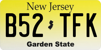 NJ license plate B52TFK