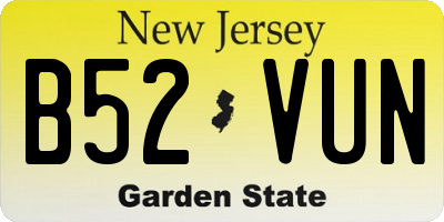 NJ license plate B52VUN