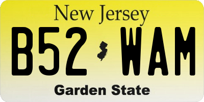 NJ license plate B52WAM