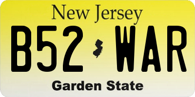 NJ license plate B52WAR
