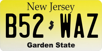 NJ license plate B52WAZ