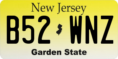 NJ license plate B52WNZ
