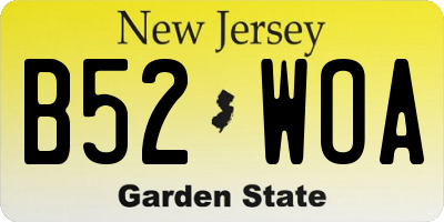 NJ license plate B52WOA