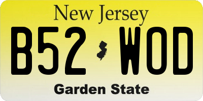 NJ license plate B52WOD