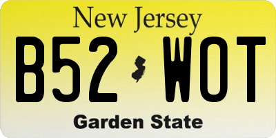 NJ license plate B52WOT