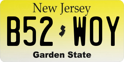 NJ license plate B52WOY
